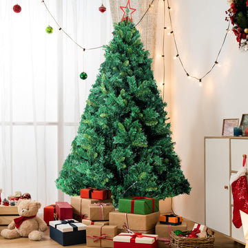 Olsen & Smith 7ft Christmas Tree - Premium Plain Artificial Christmas Tree for Home Decor with 1600 PVC Branch Tips & Metal Stand - Traditional Christmas Decor Green Xmas Tree